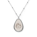 Engraved Oval Pendant Necklace — Vintage Floral Monogram Jewelry